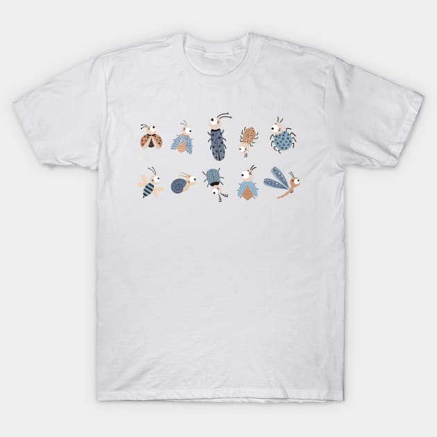 Cute bugs, flies and beetles T-Shirt by Elena Amo